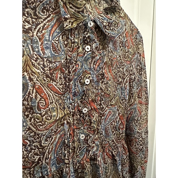Simply Noelle S/M 8-10 Blouse Flowy bottom, button accents long sleeve Paisley - Picture 10 of 12